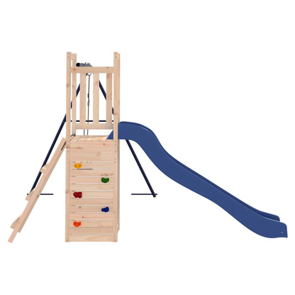 Playhouse with Slide Swing Rockwall Solid Wood Pine