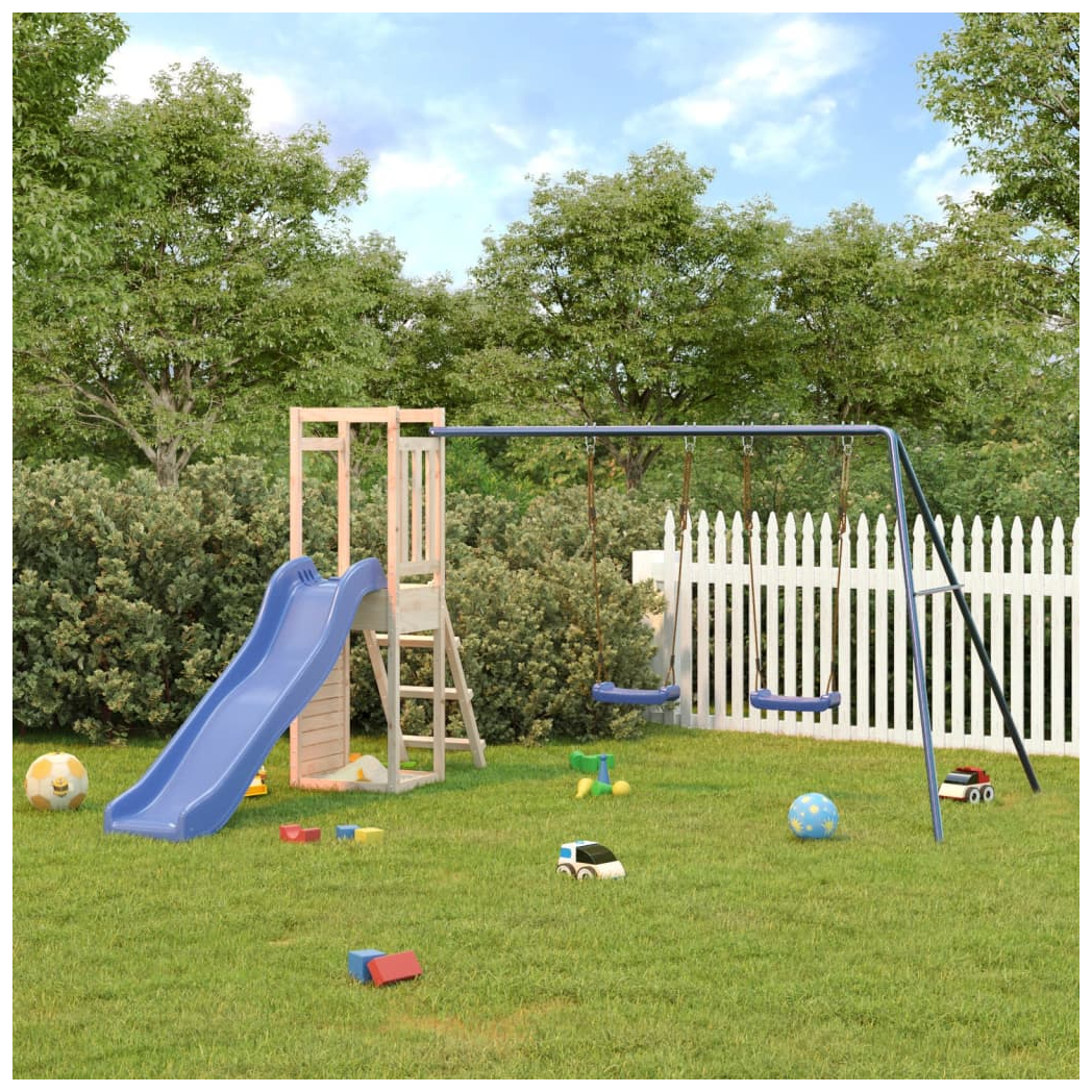 Playhouse with Slide Swings Rockwall Solid Wood Pine