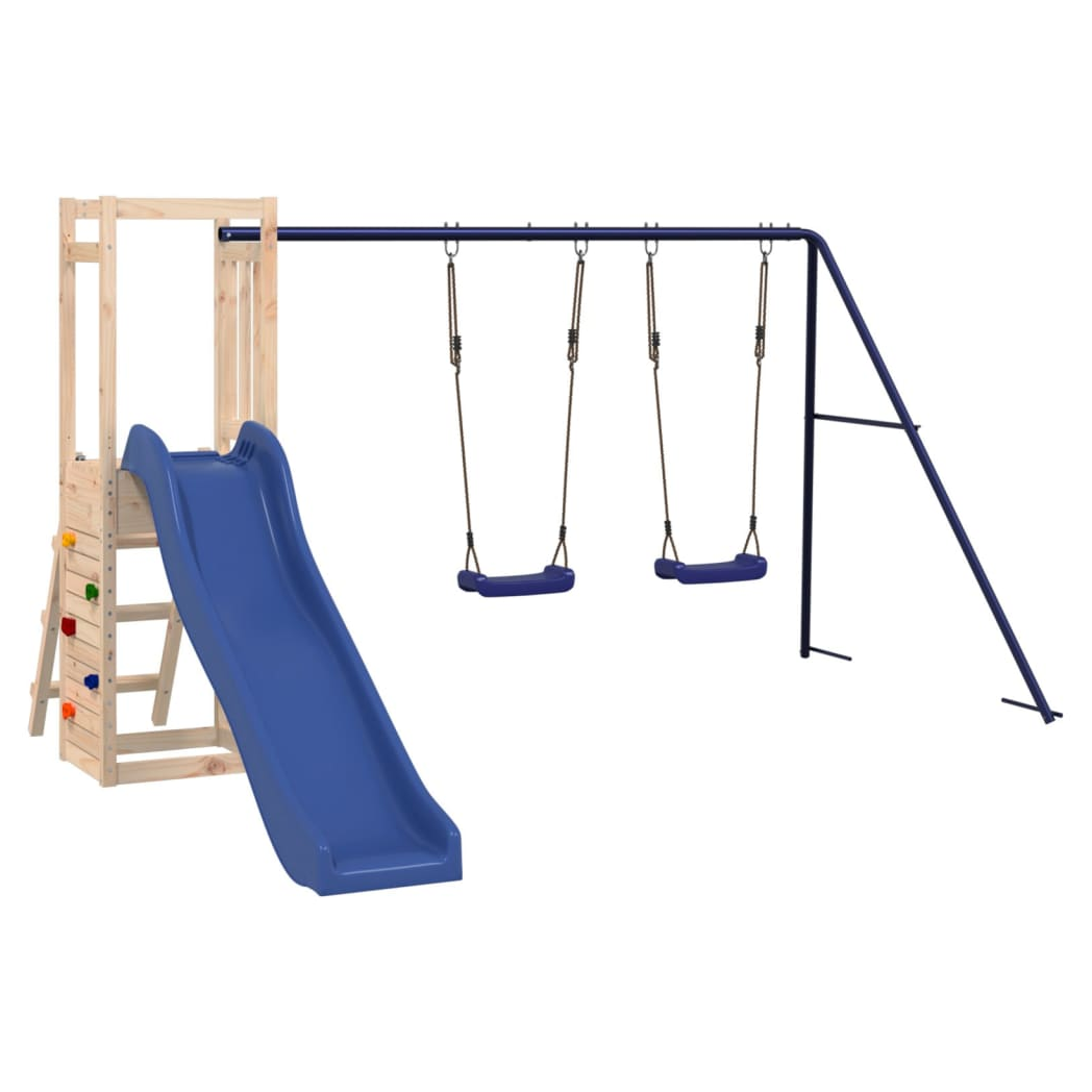 Playhouse with Slide Swings Rockwall Solid Wood Pine