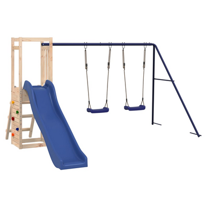 Playhouse with Slide Swings Rockwall Solid Wood Pine