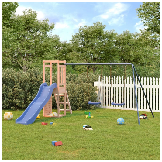 Playhouse with Slide Swings Rockwall Solid Wood Douglas