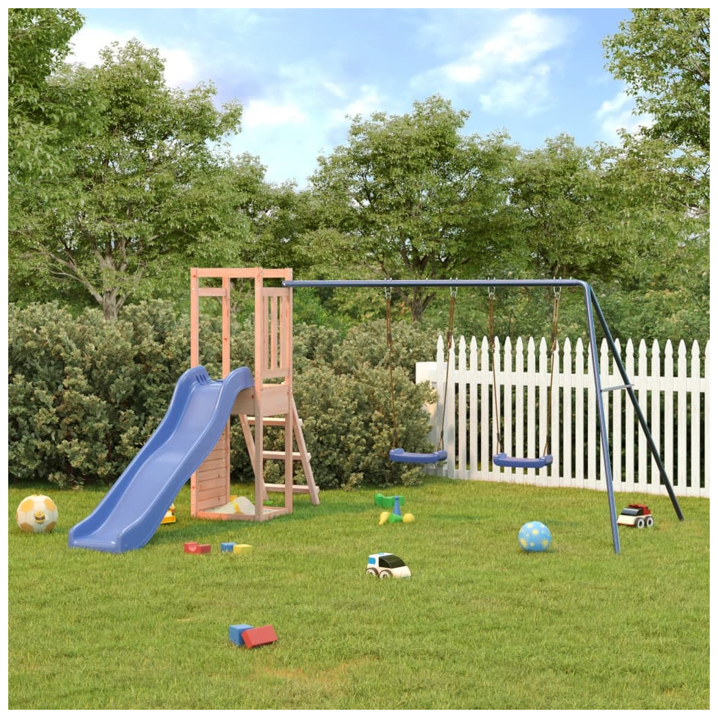 Playhouse with Slide Swings Rockwall Solid Wood Douglas