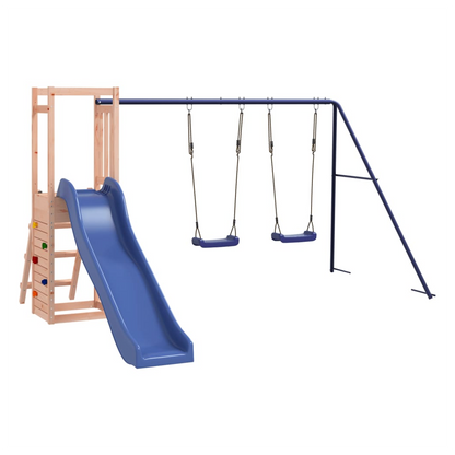 Playhouse with Slide Swings Rockwall Solid Wood Douglas