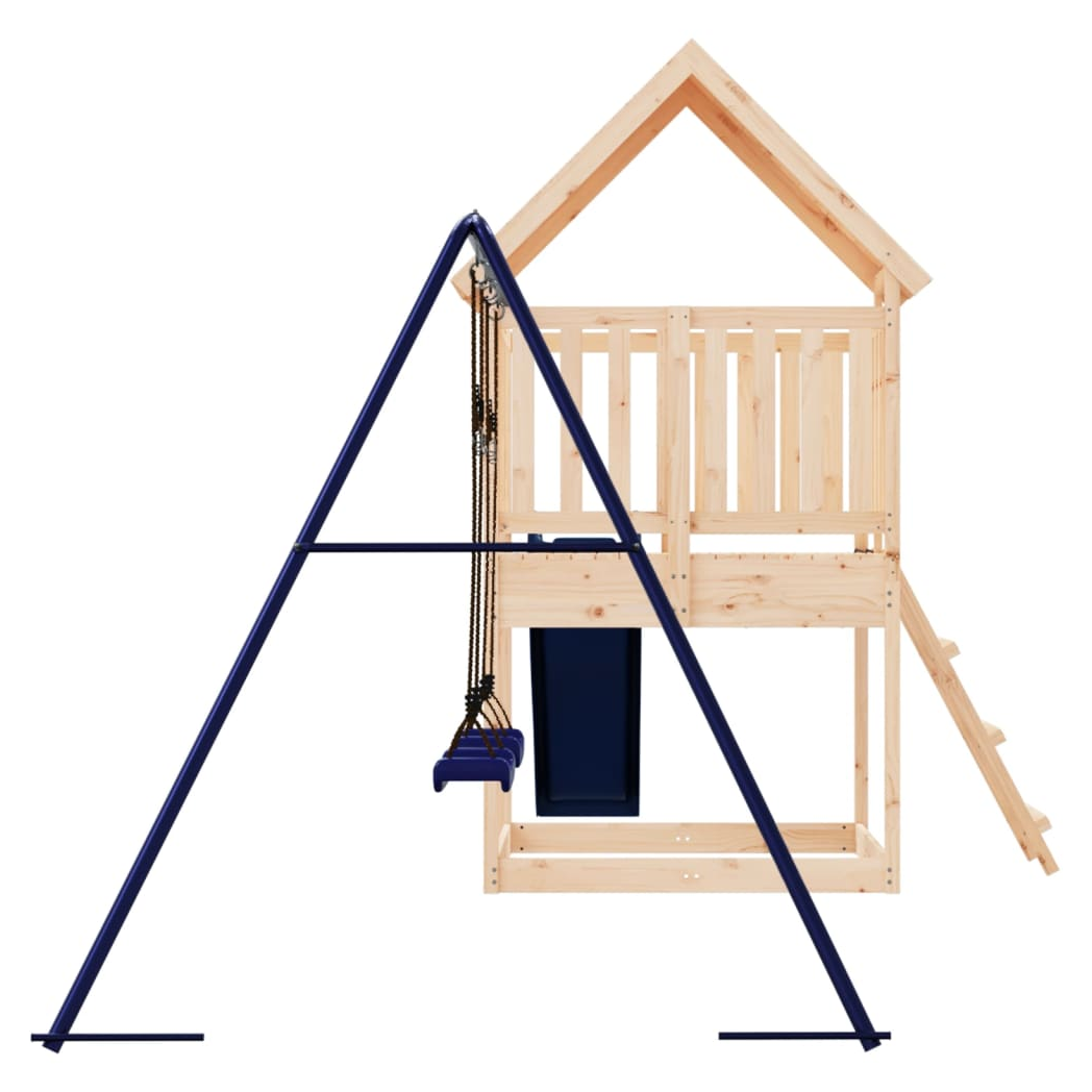 Playhouse with Slide Ladder Swings Solid Wood Pine
