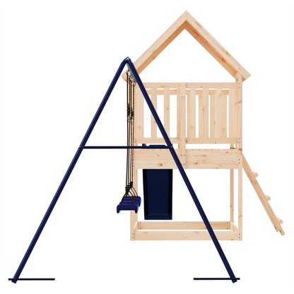 Playhouse with Slide Ladder Swings Solid Wood Pine