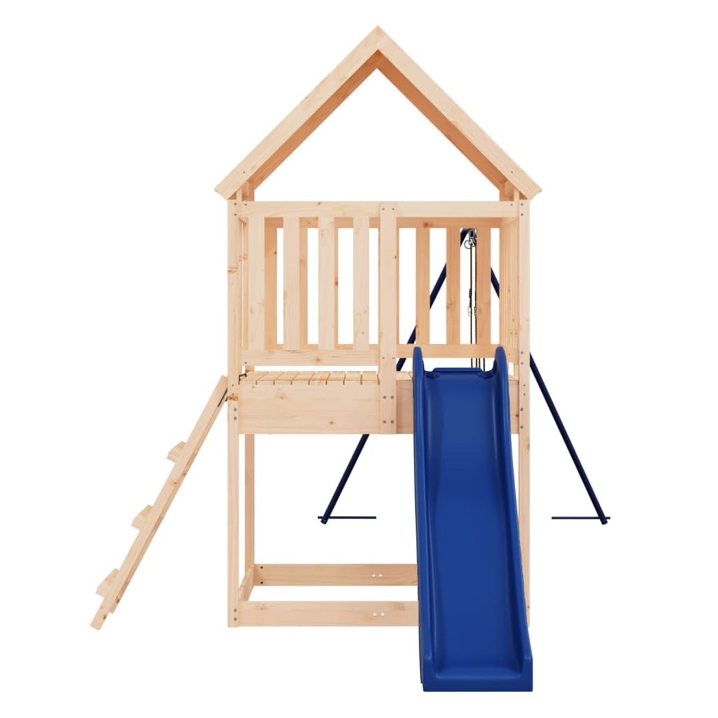 Playhouse with Slide Ladder Swings Solid Wood Pine