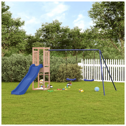 Playhouse with Slide Swings Solid Wood Douglas