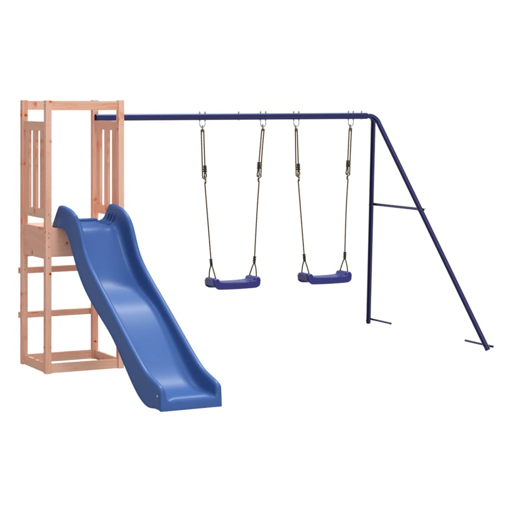 Playhouse with Slide Swings Solid Wood Douglas