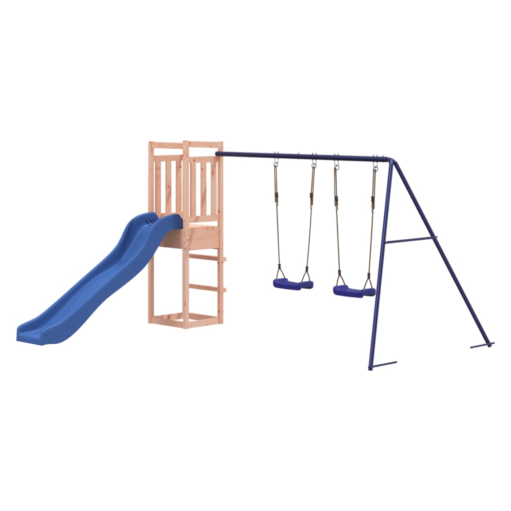Playhouse with Slide Swings Solid Wood Douglas