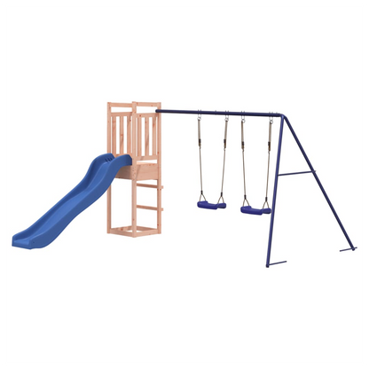 Playhouse with Slide Swings Solid Wood Douglas