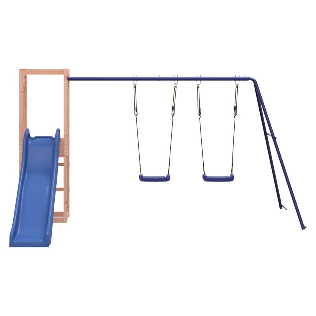 Playhouse with Slide Swings Solid Wood Douglas