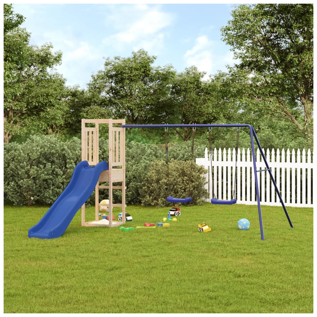 Playhouse with Slide Swings Solid Wood Pine
