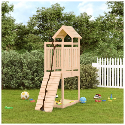 Playhouse with Climbing Wall Solid Wood Pine