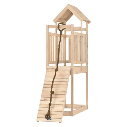 Playhouse with Climbing Wall Solid Wood Pine