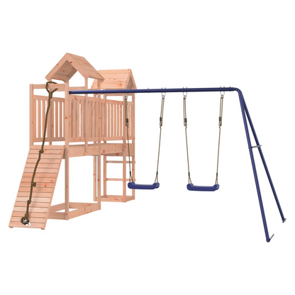 Playhouse with Climbing Wall Swings Solid Wood Douglas