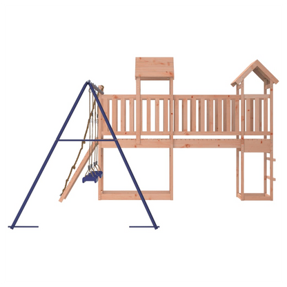 Playhouse with Climbing Wall Swings Solid Wood Douglas