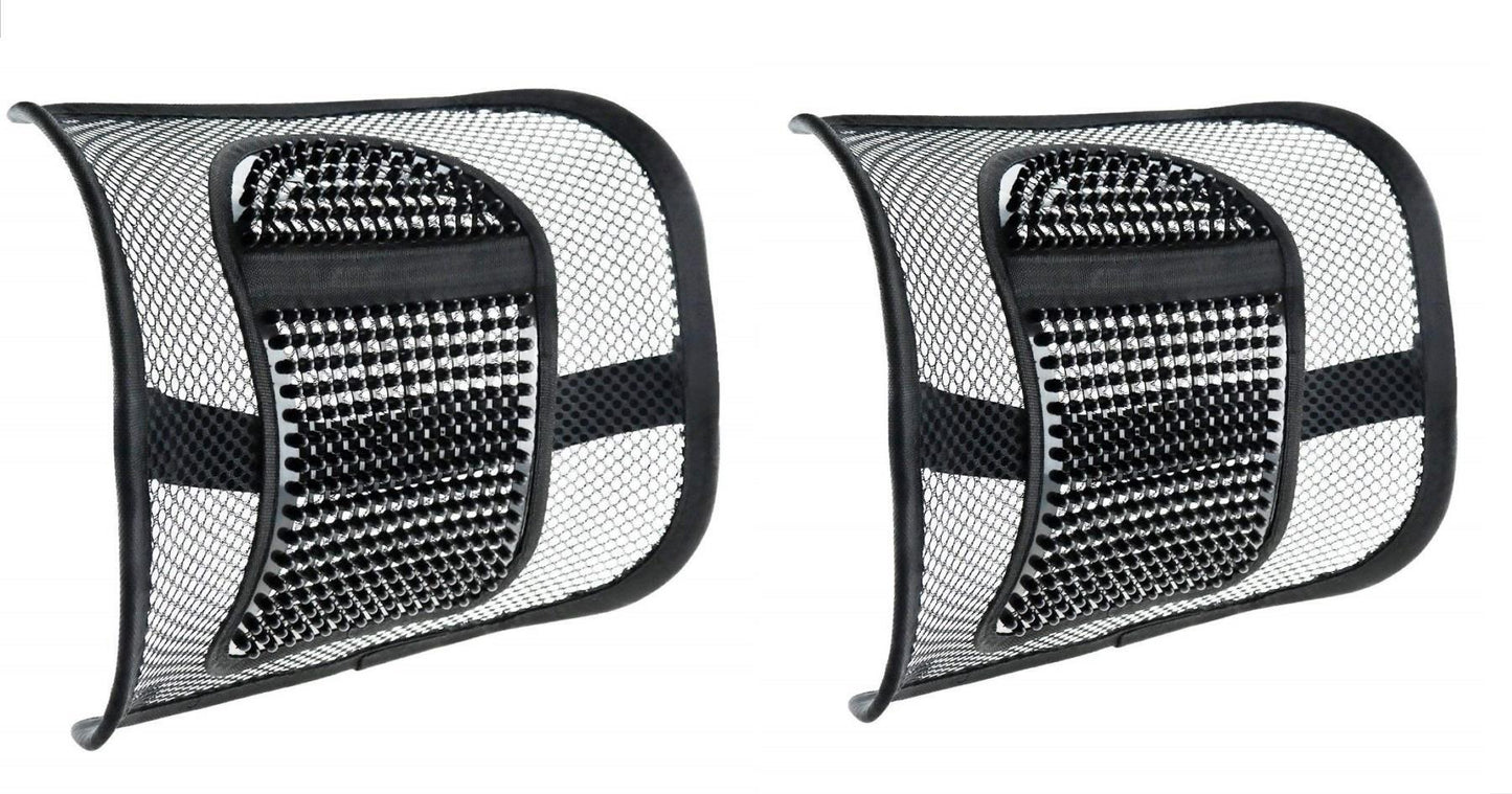 PACK OF 2 Super Comfort Mesh Lumbar Back Seat Support Massage System