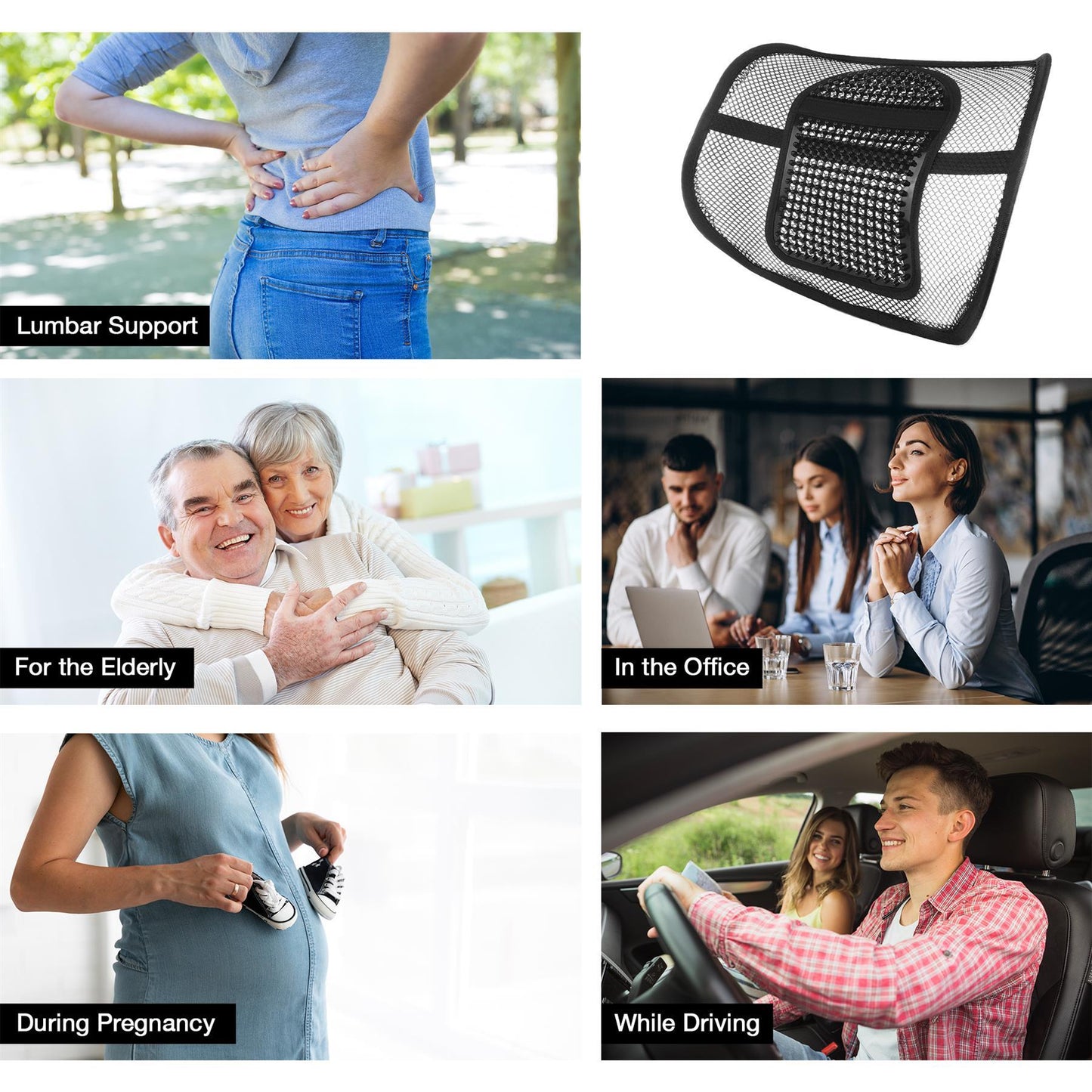 PACK OF 2 Super Comfort Mesh Lumbar Back Seat Support Massage System