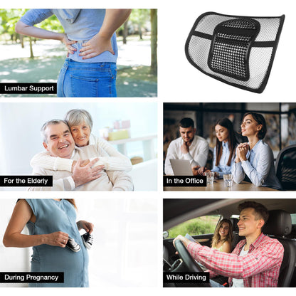 PACK OF 2 Super Comfort Mesh Lumbar Back Seat Support Massage System