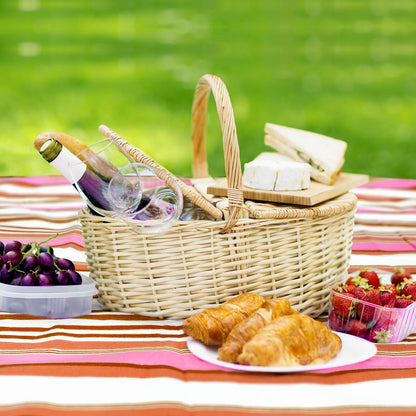 200 x 200cm Folding Picnic Blanket Waterproof & Sandproof- Pink Stripe