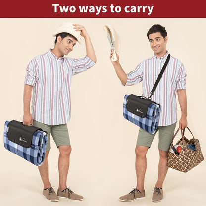 200 x 200cm Folding Picnic Blanket Waterproof & Sandproof- Checkered