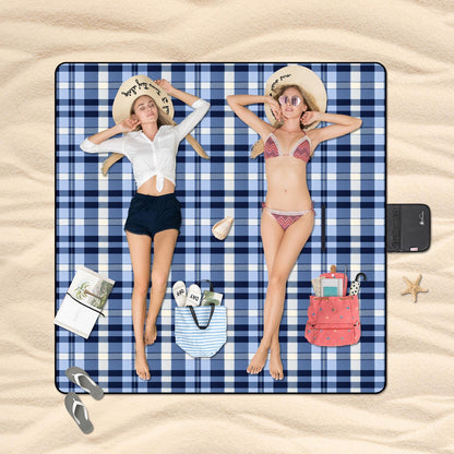 200 x 200cm Folding Picnic Blanket Waterproof & Sandproof- Checkered