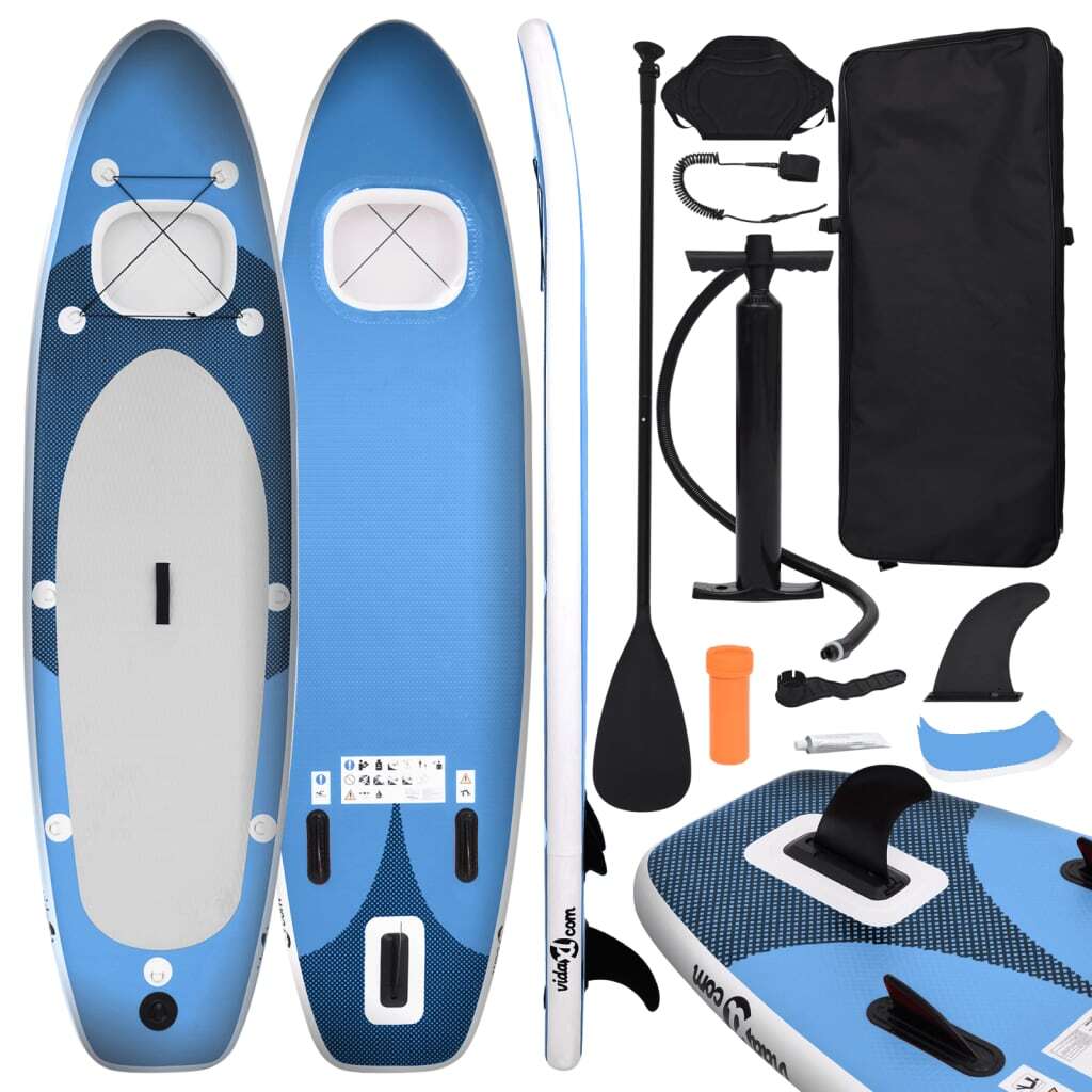 Inflatable Stand Up Paddle Board Set Sea Blue 300x76x10 cm