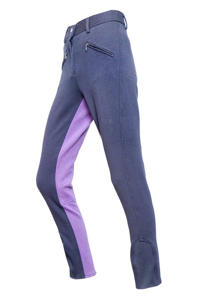 Ladies Jodhpurs Jodhpur Horse Riding Self Seat Stretchy Black/Purple Ladies 10/26''