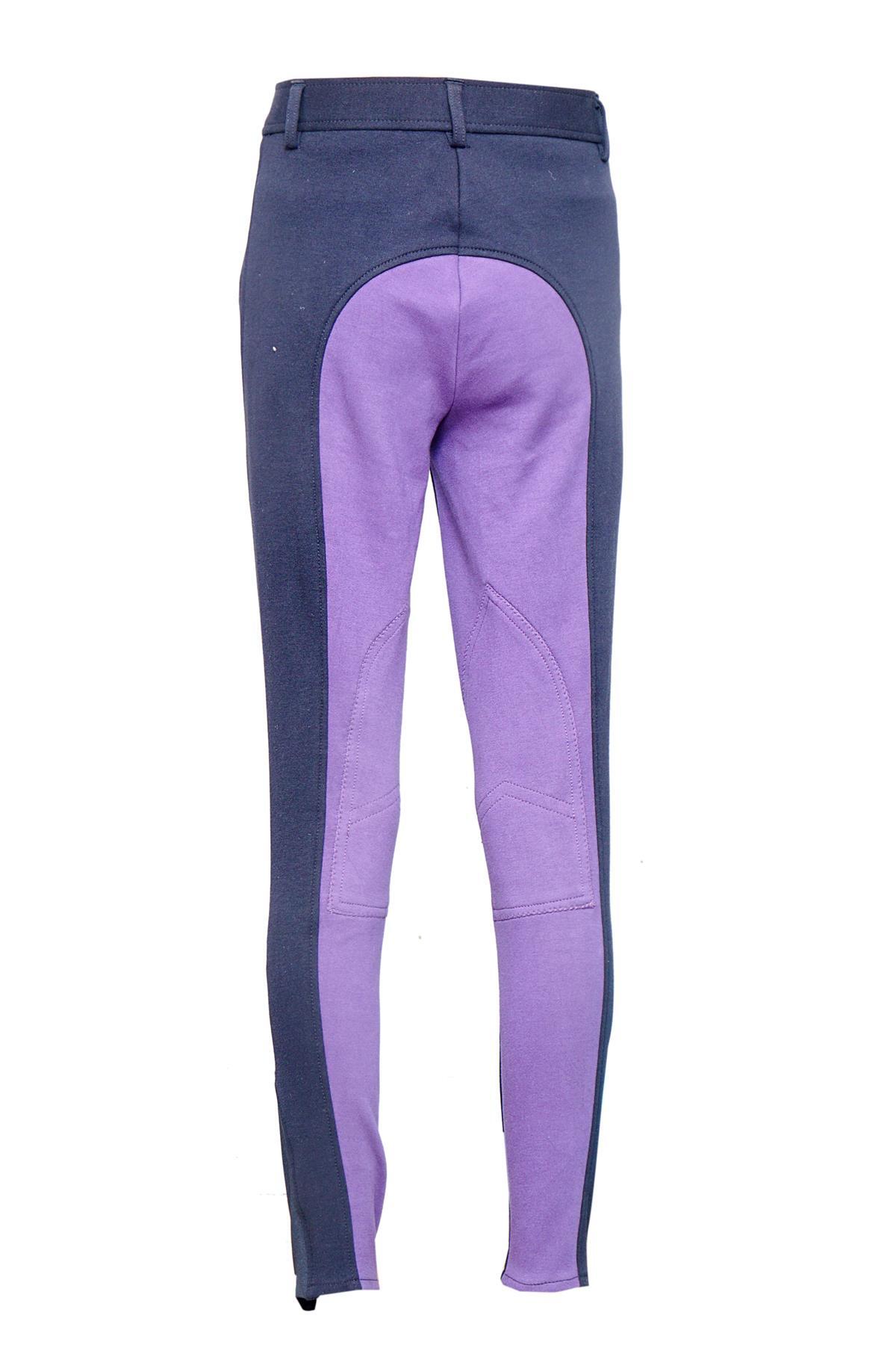 Ladies Jodhpurs Jodhpur Horse Riding Self Seat Stretchy Black/Purple Ladies 10/26''
