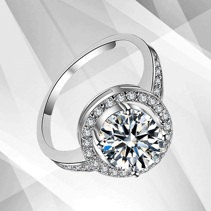 3.2Ct Round-Cut Diamond Cushion Halo Bridal Engagement Ring 18Ct White Gold Over, Ring Size T