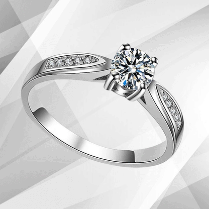 2.0Ct Round-Cut 11 Diamonds Solitaire Bridal Engagement Ring 18K White Gold Over, Ring Size Q