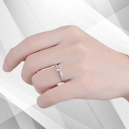 2.0Ct Round-Cut 11 Diamonds Solitaire Bridal Engagement Ring 18K White Gold Over, Ring Size Q