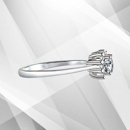 1.8Ct Round-Cut 11 CZ Diamonds Halo Bridal Engagement Ring 9Ct White Gold Over, Ring Size N