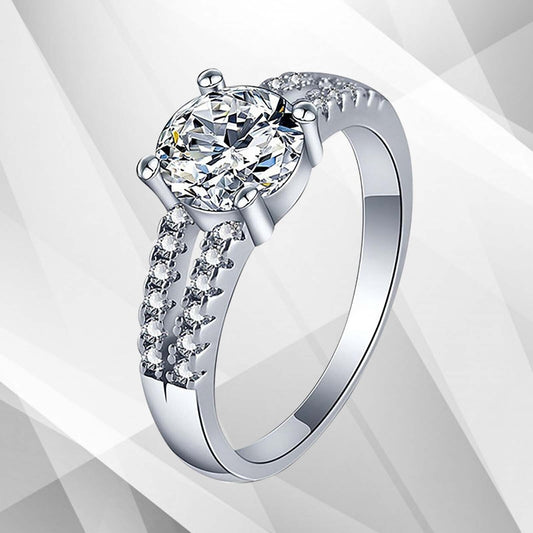 2.00Ct Round-Cut Diamond Solitaire Bridal Engagement Ring 18Ct White Gold Over, Ring Size M