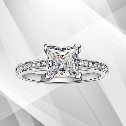 3.2Ct Princess-Cut Diamond Solitaire Bridal Engagement Ring 18Ct White Gold Over, Ring Size R