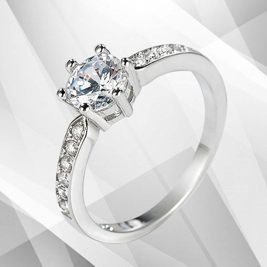 2.0Ct Round-Cut Diamond Solitaire Bridal Engagement Ring 18Ct White Gold Over, Ring Size O