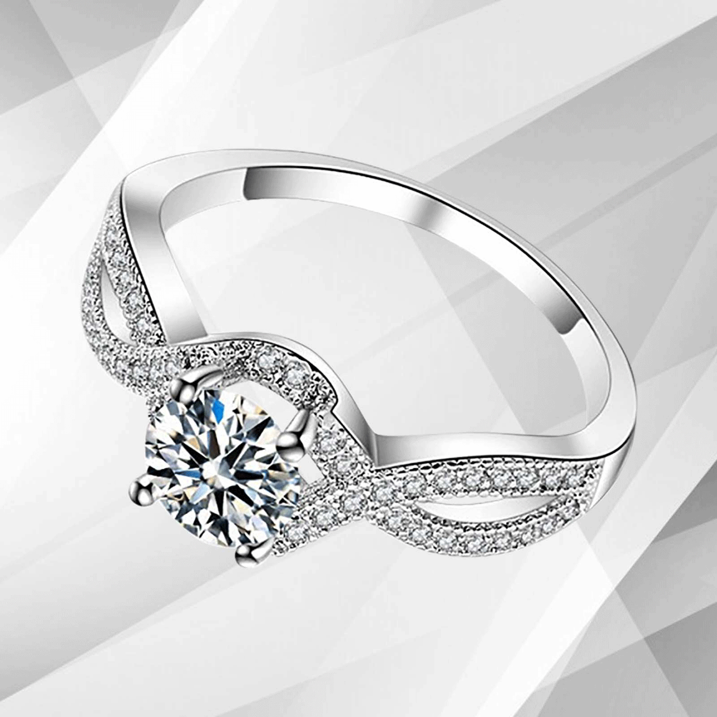 2.0Ct Round-Cut CZ Diamond Solitaire Bridal Engagement Ring 18Ct White Gold Over, Ring Size N