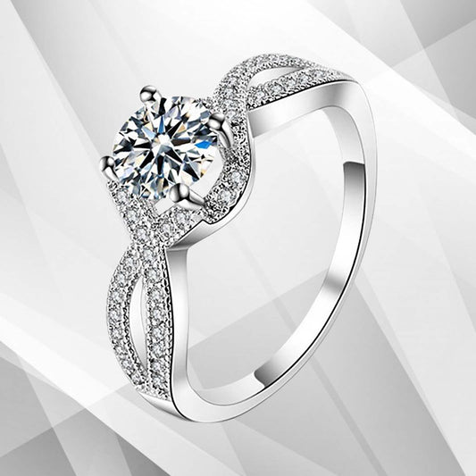 2.0Ct Round-Cut CZ Diamond Solitaire Bridal Engagement Ring 18Ct White Gold Over, Ring Size N