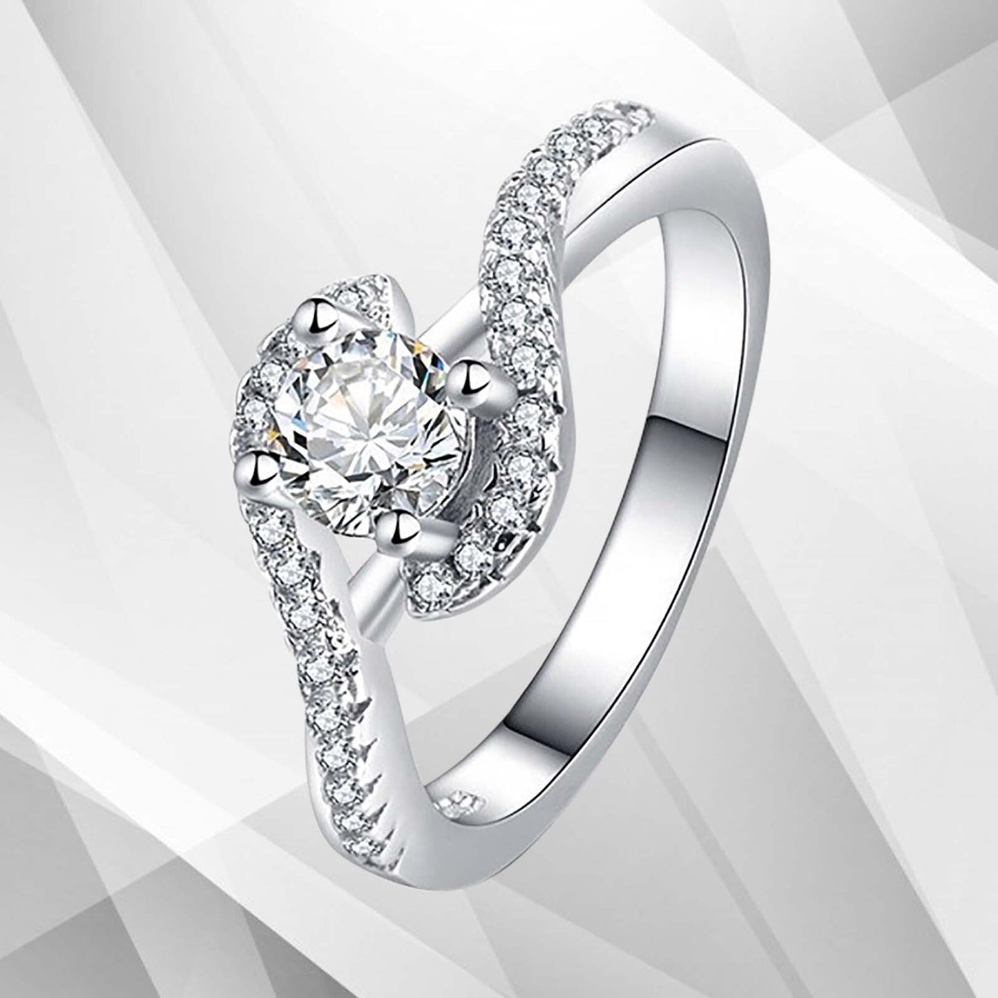 2.0Ct Round-Cut 31 CZ Diamonds Halo Bridal Engagement Ring 18Ct White Gold Over, Ring Size T