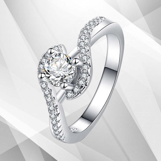2.0Ct Round-Cut 31 CZ Diamonds Halo Bridal Engagement Ring 18Ct White Gold Over, Ring Size T