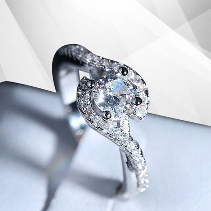 2.0Ct Round-Cut 31 CZ Diamonds Halo Bridal Engagement Ring 18Ct White Gold Over, Ring Size T