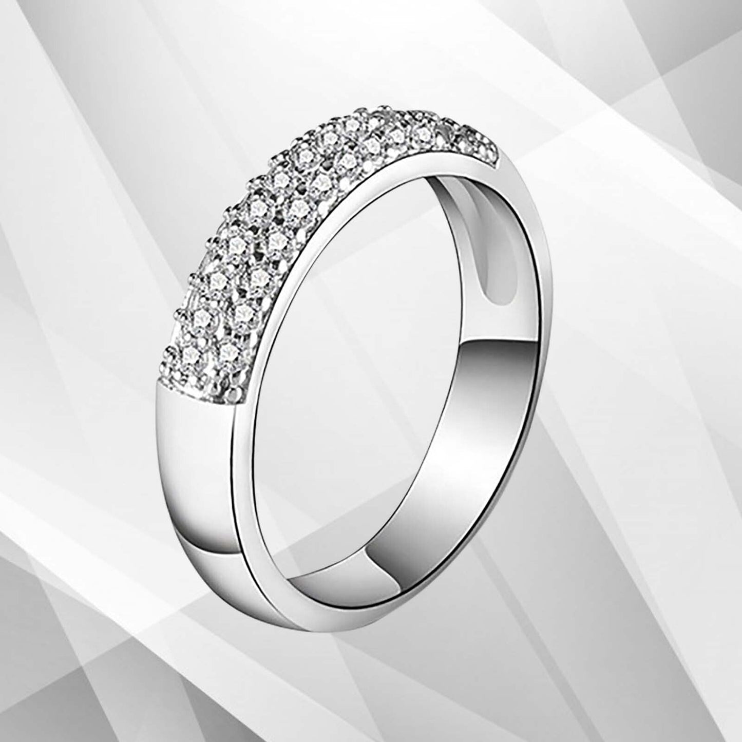 0.35Ct Round-Cut CZ Diamonds Sparkling Girls Engagement Ring 18K White Gold Over, Ring Size L