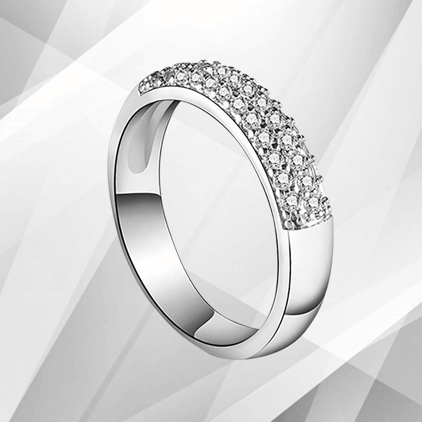 0.35Ct Round-Cut CZ Diamonds Sparkling Girls Engagement Ring 18K White Gold Over, Ring Size L
