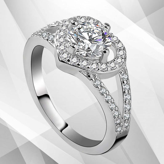 1.8Ct Heart-Cut Diamonds Cushion Halo Bridal Engagement Ring 18K White Gold Over, Ring Size V