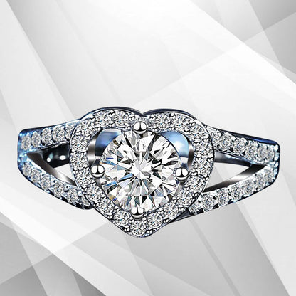 1.8Ct Heart-Cut Diamonds Cushion Halo Bridal Engagement Ring 18K White Gold Over, Ring Size V