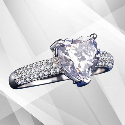 3.2Ct Heart Shaped Diamond Solitaire Bridal Engagement Ring 18Ct White Gold Over, Ring Size P