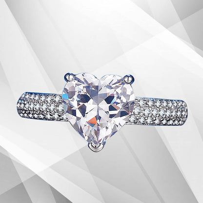 3.2Ct Heart Shaped Diamond Solitaire Bridal Engagement Ring 18Ct White Gold Over, Ring Size P