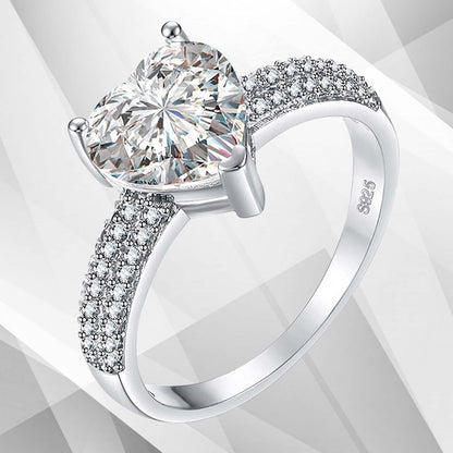 3.2Ct Heart Shaped Diamond Solitaire Bridal Engagement Ring 18Ct White Gold Over, Ring Size P