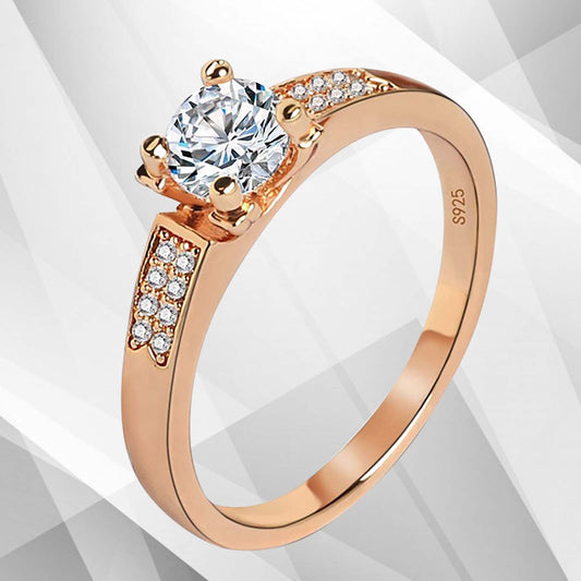 1.68Ct Round-Cut CZ Diamond Solitaire Bridal Engagement Ring 18Ct Rose Gold Over, Ring Size S