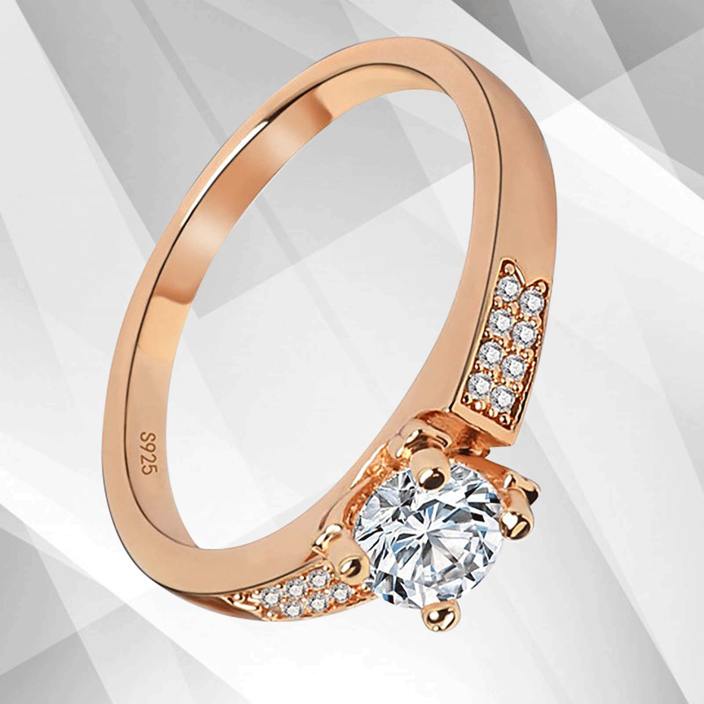 1.68Ct Round-Cut CZ Diamond Solitaire Bridal Engagement Ring 18Ct Rose Gold Over, Ring Size S